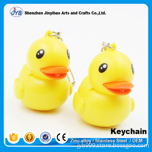 hot sale new product plastic 3D duck shape LED light keychain